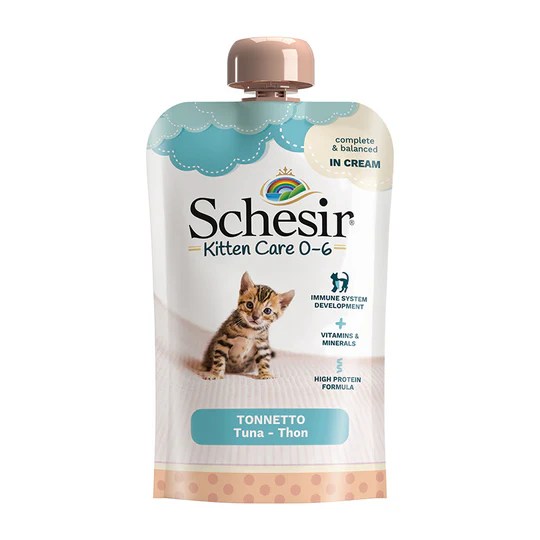 Schesir Kitten Tuna In Cream 150G In Pouch Complete And Balanced Wet Food For Puppy Cats